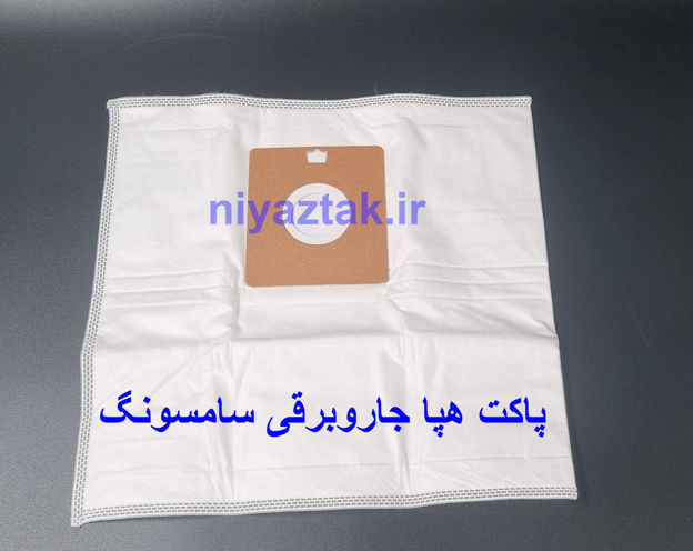 بسته بندی اصلی پاکت جاروبرقی سامسونگ پاکت اصلی سامسونگ در دست برای نمایش اندازه نحوه نصب پاکت در محفظه جاروبرقی سامسونگ مقایسه پاکت اصل و تقلبی سامسونگ لوگو و مدل نوشته شده روی پاکت جاروبرقی سامسونگ